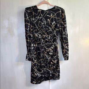 PINKO Black and Gold Chain Print Dress